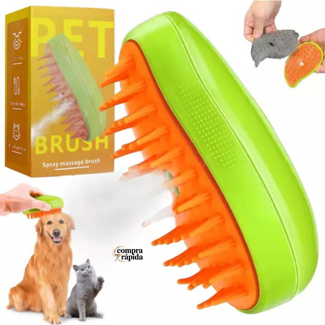 Cepillo con vaporizador 3 en 1 para mascotas