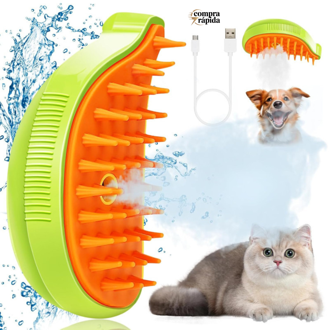 Cepillo con vaporizador 3 en 1 para mascotas