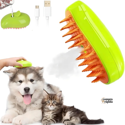 Cepillo con vaporizador 3 en 1 para mascotas